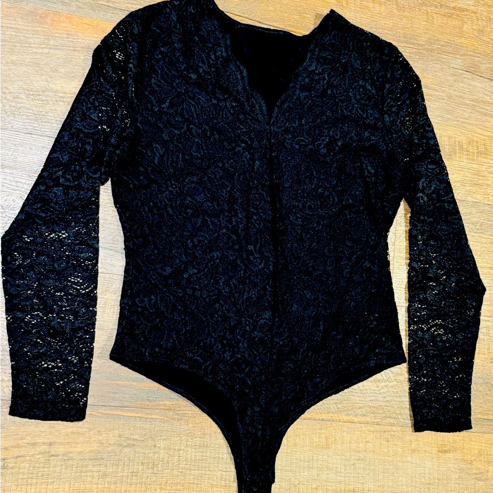 New Black Lace Body Suit Size XL